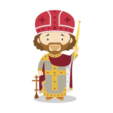 Emperor Constantine I cartoon character. Vector Illustration. Kids History Collection. clipart