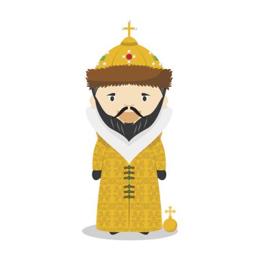 Ivan IV of Russia (The Terrible) cartoon character. Vector Illustration. Kids History Collection. clipart