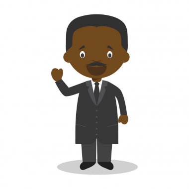Martin Luther King Jr çizgi film karakteri. Vektör çizim. Çocuklar Tarih koleksiyonu.