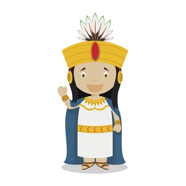 Atahualpa cartoon character. Vector Illustration. Kids History Collection. — Stock Vector