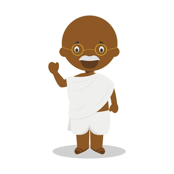 Personagem de desenhos animados Gandhi. Ilustração vetorial. Coleção de História Kids . — Vetor de Stock