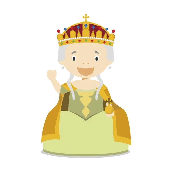 Maria Theresa I d'Autriche personnage de bande dessinée. Illustration vectorielle. Collection Histoire des enfants . — Image vectorielle