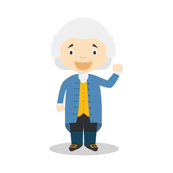 Jean-Jacques Rousseau personaje de dibujos animados. Ilustración vectorial. Colección historia de los niños . — Vector de stock