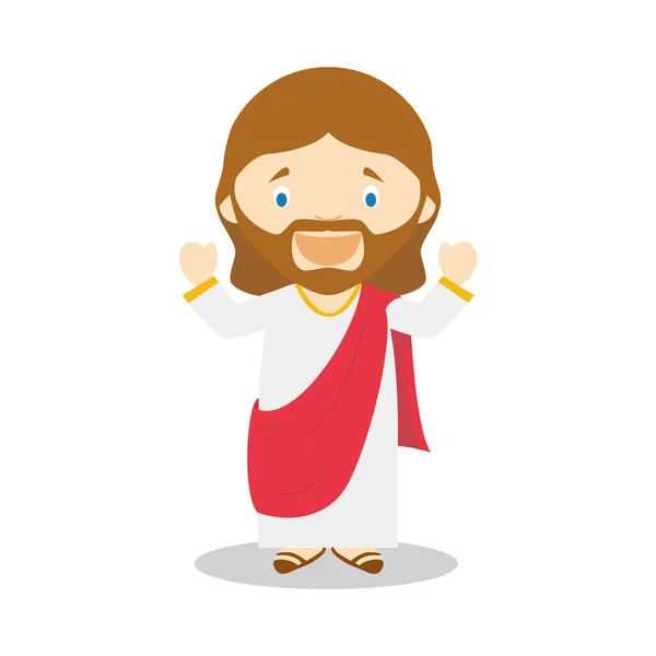 Gesù di Nazareth personaggio dei cartoni animati. Illustrazione vettoriale. Collezione di storia dei bambini . — Vettoriale Stock