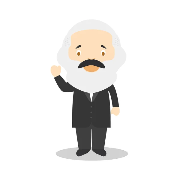 Karl Marx personagem dos desenhos animados. Ilustração vetorial. Coleção de História Kids . — Vetor de Stock