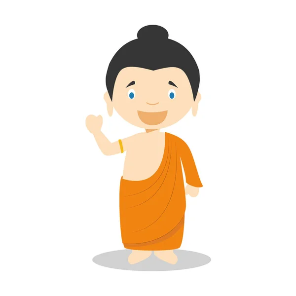 Siddhartha Gautama postać z kreskówki. Ilustracja wektorowa. Kolekcja historia dla dzieci. — Wektor stockowy
