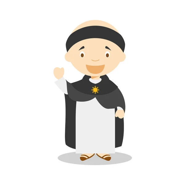 Saint Thomas d'Aquino personnage de dessin animé. Illustration vectorielle. Collection Histoire des enfants . — Image vectorielle