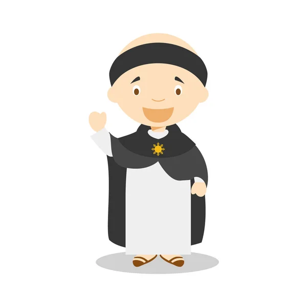 Saint-Thomas van Aquino stripfiguur. Vectorillustratie. Kinderen geschiedenis collectie. — Stockvector