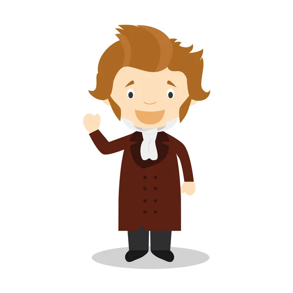 Soren Kierkegaard cartoon character. Vector Illustration. Kids History Collection. — Stock Vector