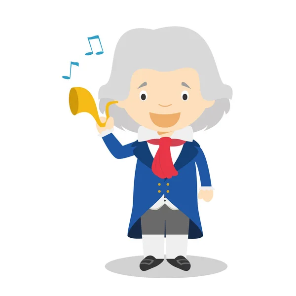 Ludwing van Beethoven personaje de dibujos animados. Ilustración vectorial. Colección historia de los niños . — Vector de stock