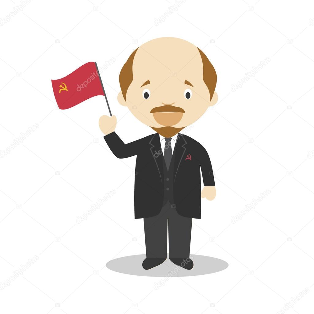 Lenin cartoon character. Vector Illustration. Kids History Collection.