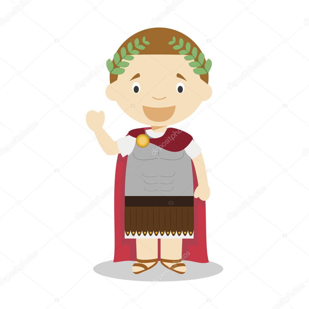 Julius Caesar cartoon character. Vector Illustration. Kids History Collection.