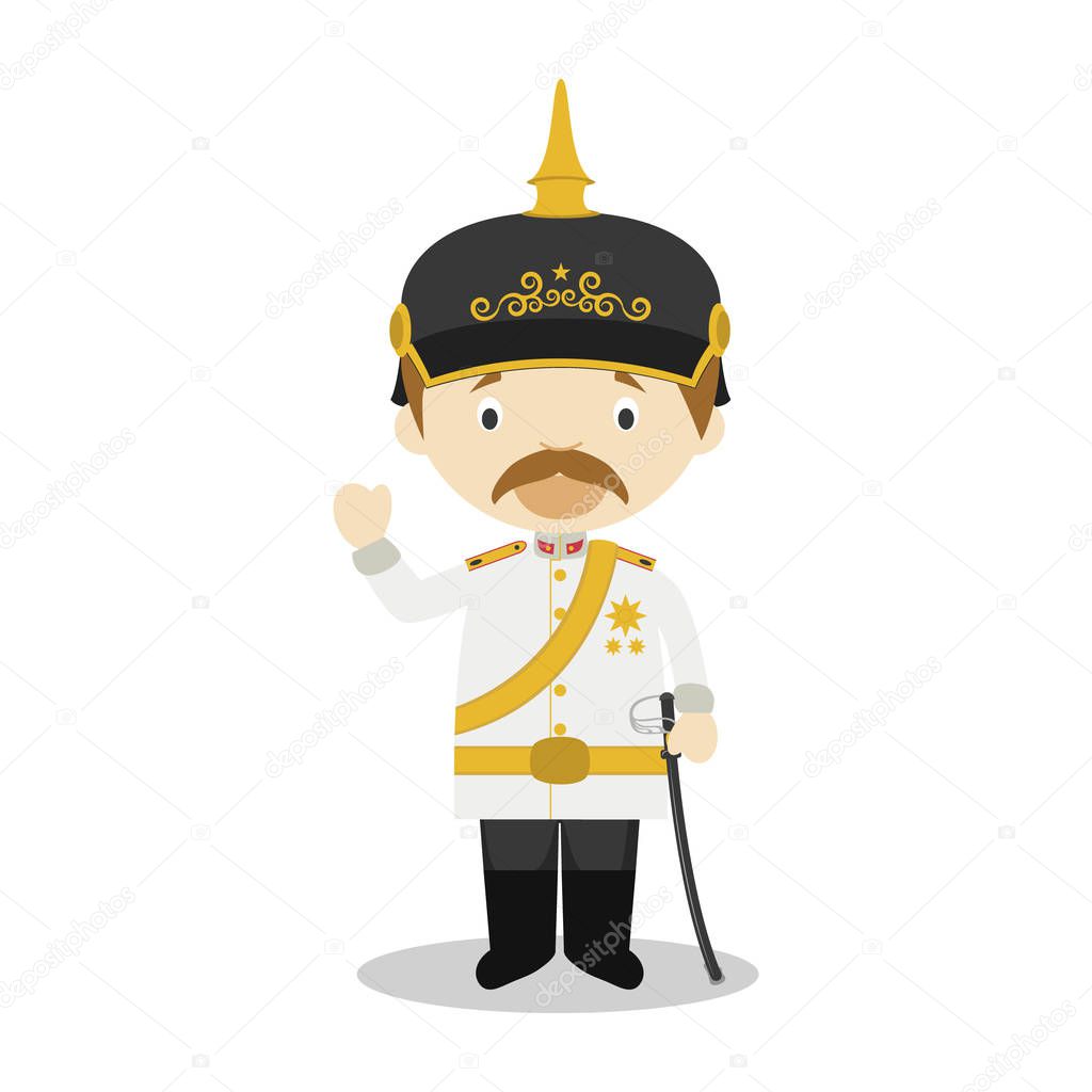 Otto von Bismarck cartoon character. Vector Illustration. Kids History Collection.