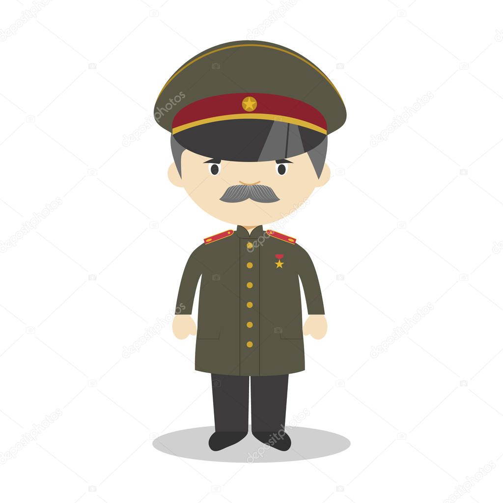 Stalin cartoon character. Vector Illustration. Kids History Collection.