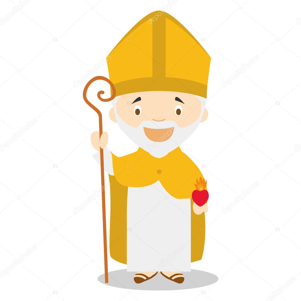 Augustine of Hippo cartoon character. Vector Illustration. Kids History Collection.