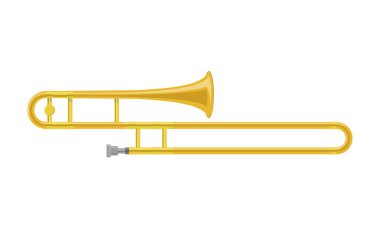 Beyaz arka plan üzerinde izole karikatür tarzı bir trombon vektör çizim