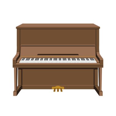 Vector illustration of an upright piano in cartoon style isolated on white background clipart