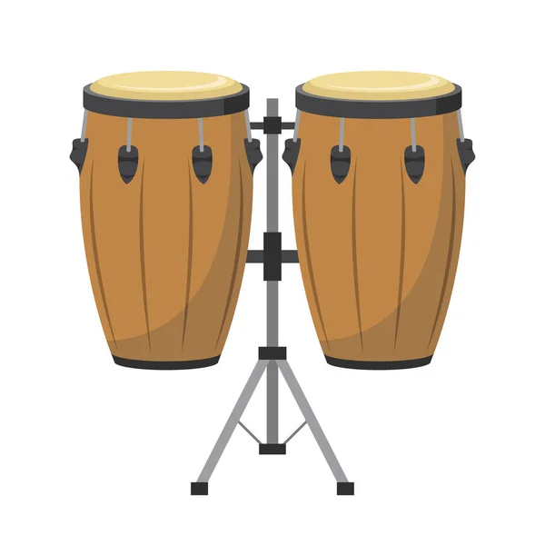 Ilustração vetorial de tambores conga em estilo cartoon isolado sobre fundo branco — Vetor de Stock