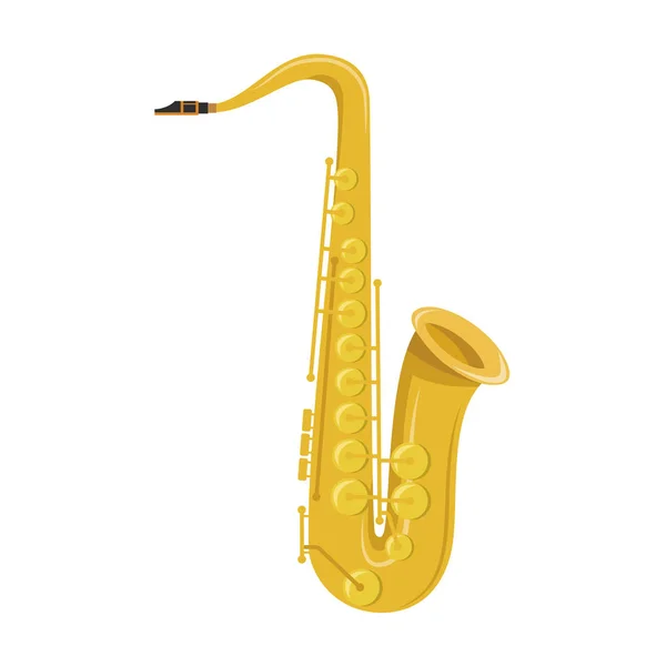 Vector illustration of a saxophone in cartoon style isolated on white background — Stock Vector