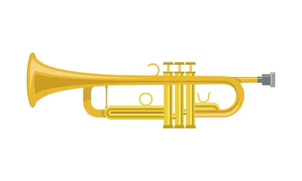 Ilustração vetorial de uma trombeta em estilo cartoon isolado sobre fundo branco —  Vetores de Stock