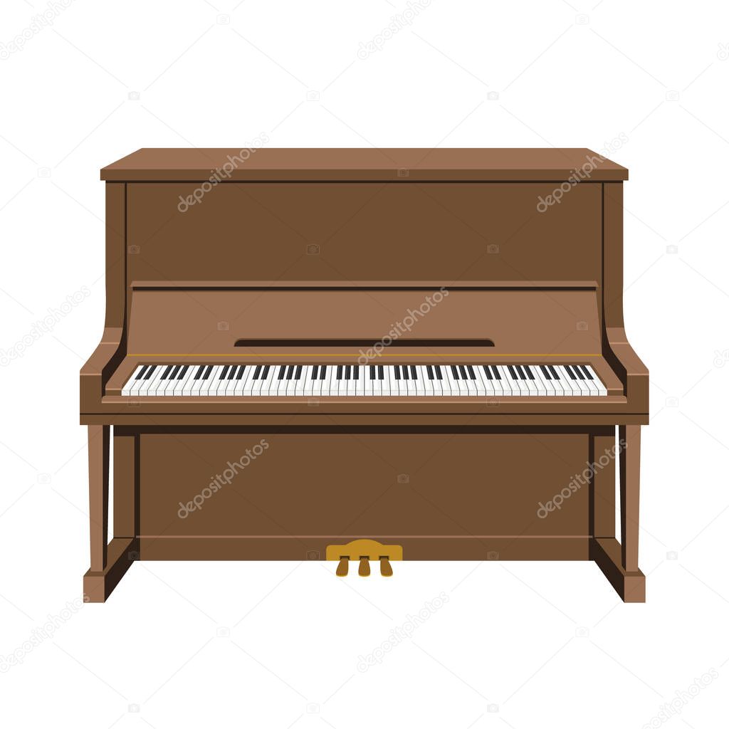 Vector illustration of an upright piano in cartoon style isolated on white background