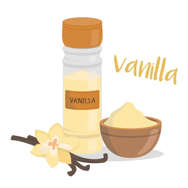 Vektorové ilustrace vanilkové izolován v karikatuře stylu. Byliny a druhy série — Stockový vektor