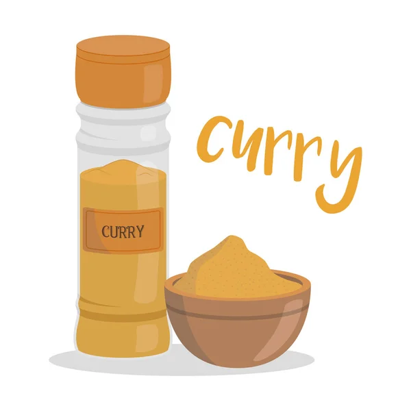 Illustration Vectorielle Curry Isolée Dessin Animé Nom Espagnol Série Herbes — Image vectorielle