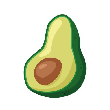 Çizgi film tarzında komik bir avokadonun vektör çizimi.