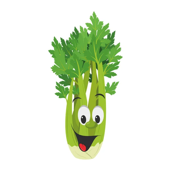 Colección Personajes Vegetales Ilustración Vectorial Apio Divertido Sonriente Estilo Dibujos — Vector de stock