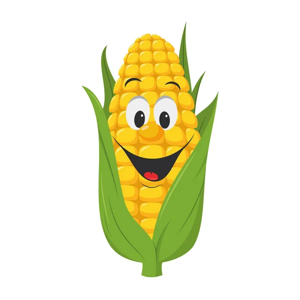 Zöldség Karakterek Gyűjtemény Vektor Illusztrációja Egy Vicces Mosolygós Kukoricacsutka Rajzfilm — Stock Vector