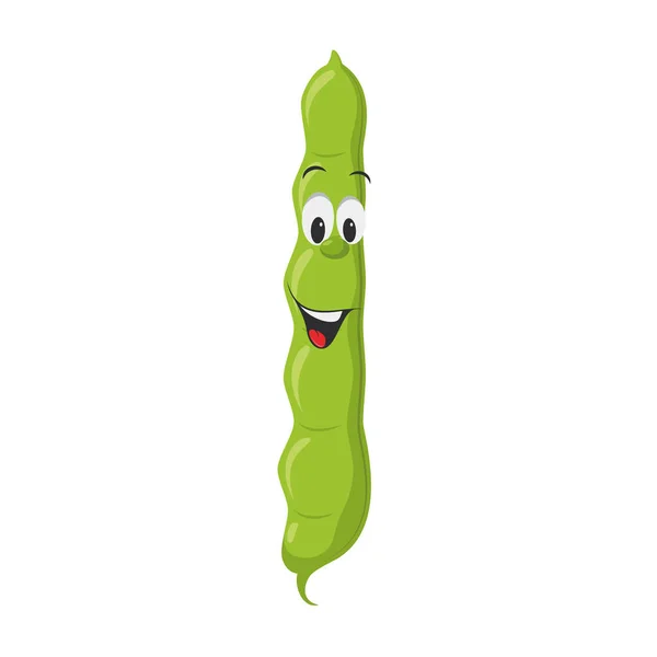 Colección Personajes Vegetales Ilustración Vectorial Divertido Sonriente Frijoles Verdes Estilo — Vector de stock