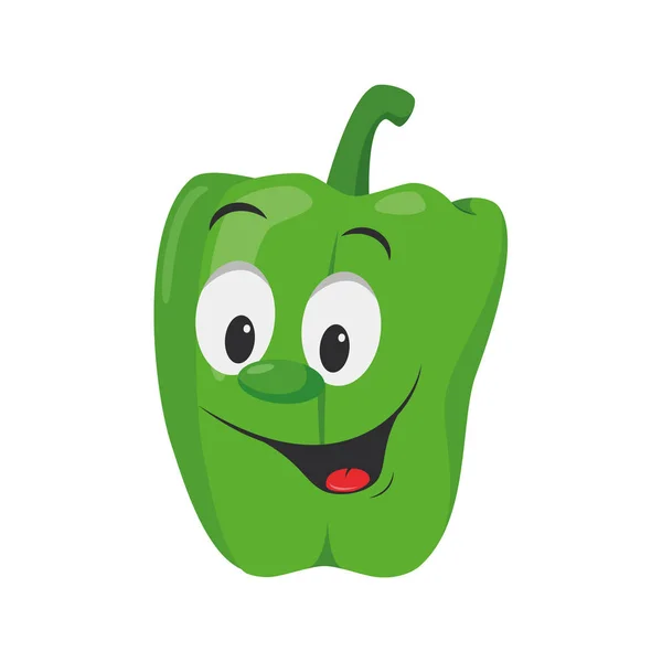 Vegetables Characters Collection Vector Illustration Funny Smiling Green Pepper Cartoon — Stock Vector