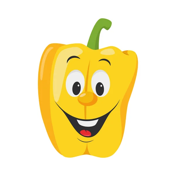 Vegetables Characters Collection Vector Illustration Funny Smiling Yellow Pepper Cartoon — Stock Vector