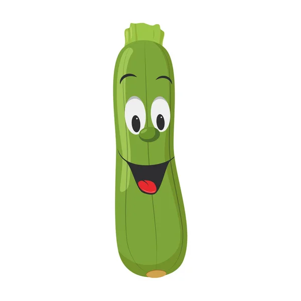 Colección Personajes Vegetales Ilustración Vectorial Calabacín Divertido Sonriente Estilo Dibujos — Vector de stock