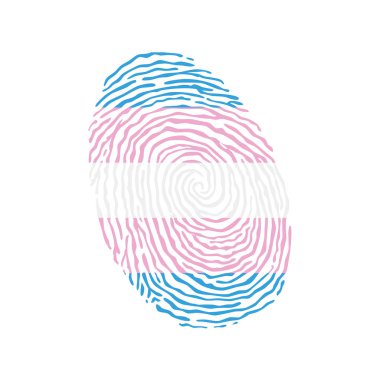 Fingerprint vector colored with the Transgender pride flag isolated on white background Vector Illustration