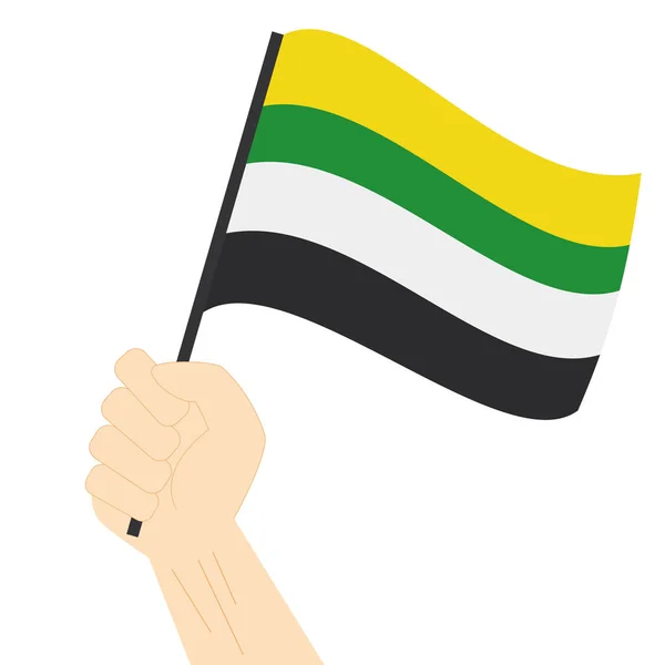 Hand Halten Und Skoliosexual Stolz Flagge Isoliert Auf Weißem Hintergrund — Stockvektor