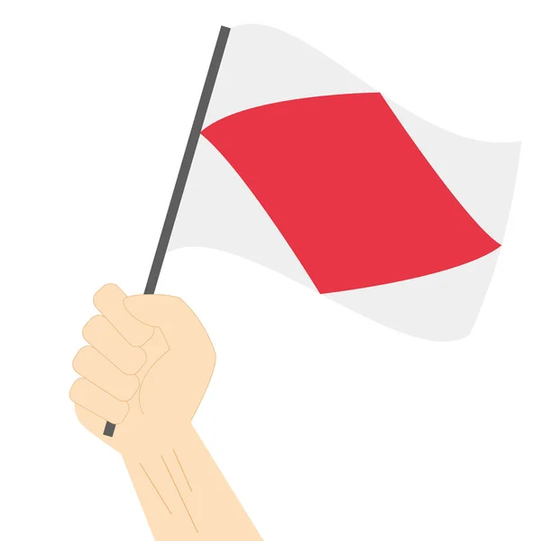 Hand Houden Stijgen Van Maritieme Vlag Naar Letter Vector Illustratie — Stockvector