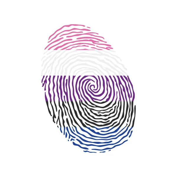 Fingerprint Vector Colored Genderfluid Pride Flag Isolated White Background Vector — Stock vektor