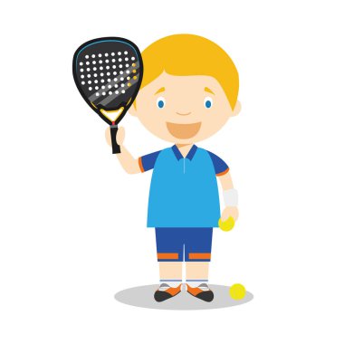 Spor çizgi filmi vektör çizimleri: Paddle Tennis