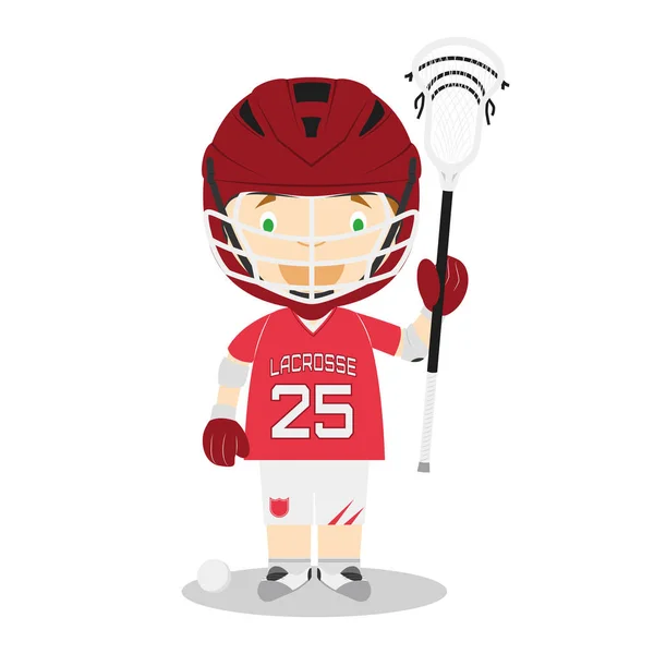 Sports Cartoon Vector Illustrations Lacrosse — Stock Vector