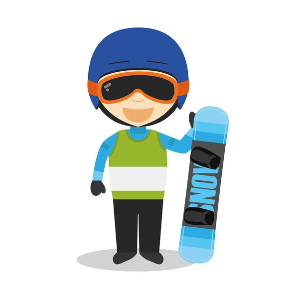 Sports Cartoon Vector Illustrations Snowboarding — 스톡 벡터