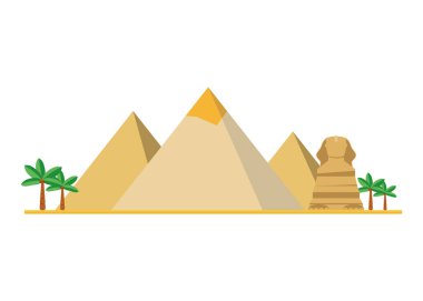 The Pyramids of Giza (Egypt). Isolated on white background vector illustration.