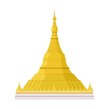 Shwedagon Pagoda (Yangon, former Rangoon, Burma). Isolated on white background vector illustration.