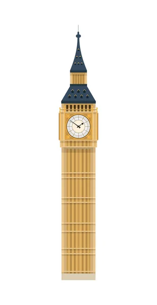 Big Ben Лондон Велика Британія Ізольований Білому Фоновому Векторі — стоковий вектор
