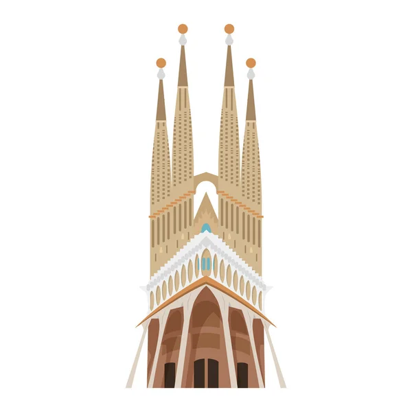 Basilica Holy Family Barcelona Spain Isolated White Background Vector Illustration — Stok Vektör