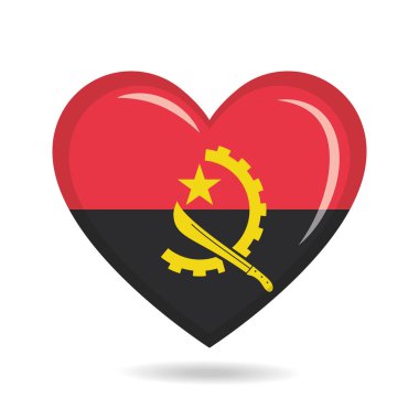 Angola ulusal bayrağı kalp şekli vektör illüstrasyonu