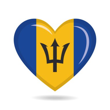 Kalp şekli vektör illüstrasyonunda Barbados ulusal bayrağı