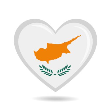 Kalp şekli vektör illüstrasyonunda Kıbrıs ulusal bayrağı