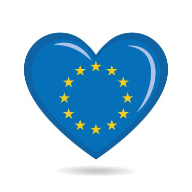 Kalp şekli vektör illüstrasyonunda Avrupa Birliği bayrağı