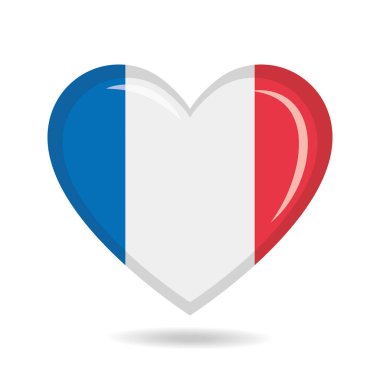 Kalp şekli vektör illüstrasyonunda Fransa ulusal bayrağı